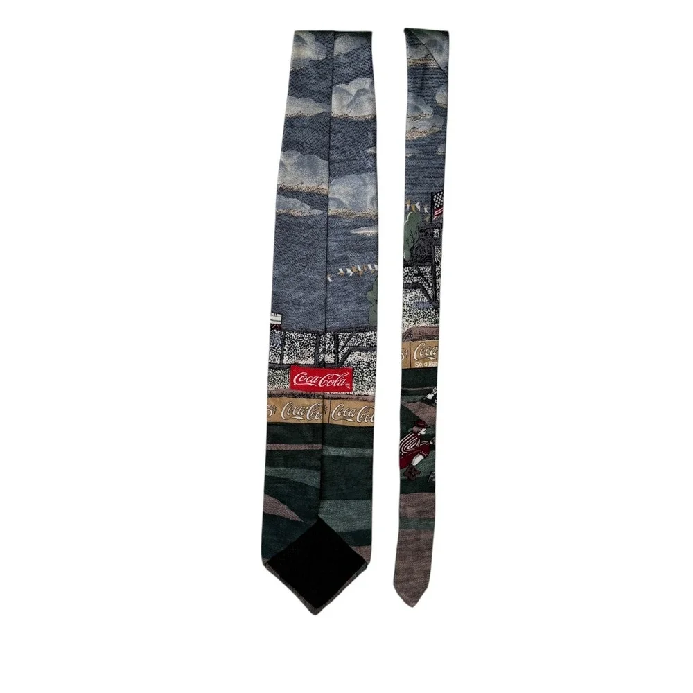 Vintage Coca Cola Van Heusen Corporate Casual Novelty Silk Necktie Baseball USA
